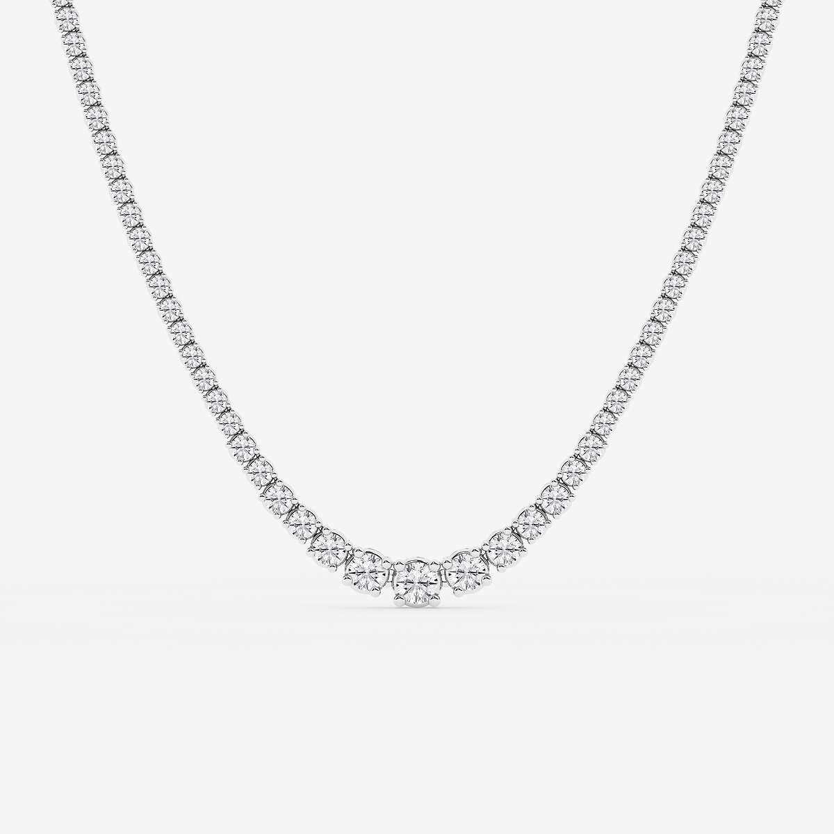 10 ctw Round Lab Grown Diamond Four Prong Graduated Tennis Necklace